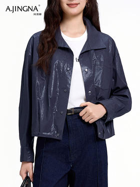 【休闲腔调】阿菁娜极简风涂层短款棉外套F30Q207001