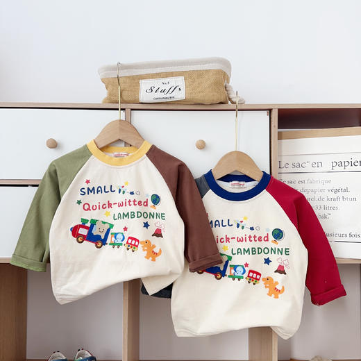 【加一】1793小熊火车字母插肩长袖★ 商品图0