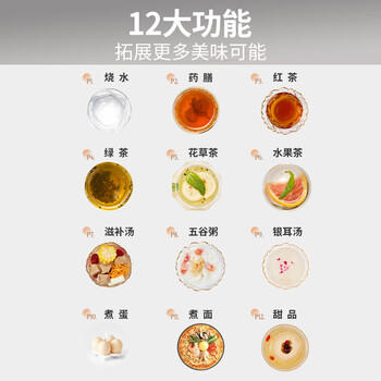 九阳（Joyoung）0胶水养生壶玻璃花茶壶可拆卸茶篮 定制12大功能 煮茶器电热烧水壶1.5L WY155 /家用电器 /厨房小电 /养生壶 商品图4