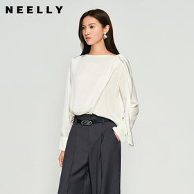 NEELLY纳俪商场同款秋季新款纯白优雅上衣女打底内搭显瘦衬衫N25084R04607