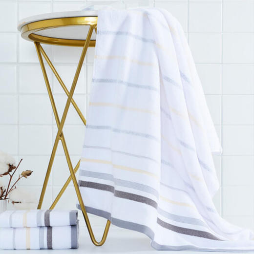 洁丽雅（Grace）毛巾家纺三件套 纯棉吸水舒适浴巾面巾方巾男女家用套装 浴巾*1毛巾*1方巾*1 灰色 商品图2