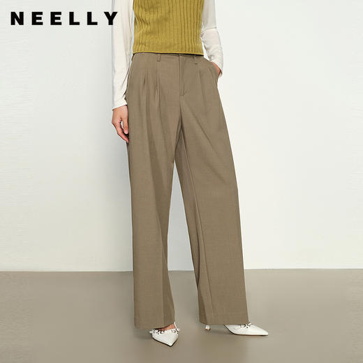 NEELLY纳俪商场同款秋季新款时尚通勤百搭阔腿裤女微弹西装长裤N25084H04596 商品图0