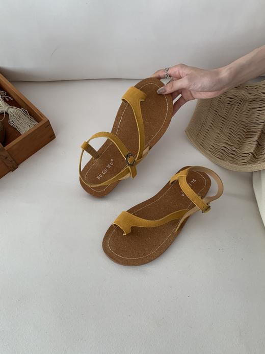 【GZ】无忧购“清仓大促”森系复古磨砂牛皮小众度假夹趾凉鞋H868-2（截单后3-5天发货) 商品图3