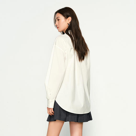 NEELLY纳俪商场同款秋季新款百搭浅色通勤衬衫女经典显瘦简约衬衣N25084B04408 商品图1