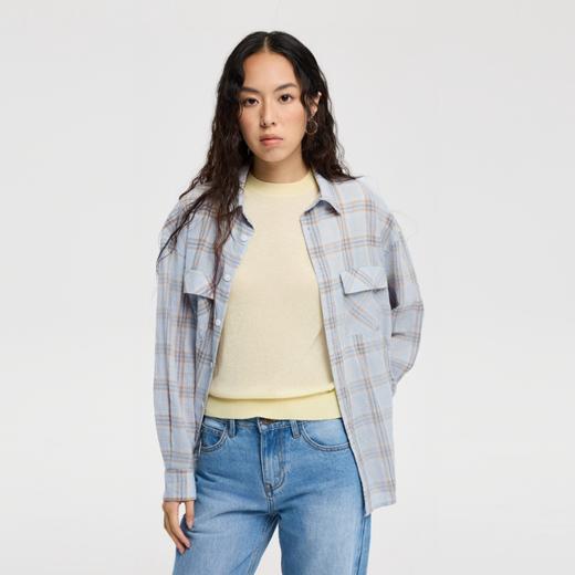 oneup轻薄格子口袋宽松衬衫 商品图3