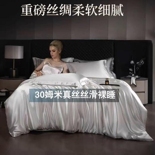 重磅真丝30姆桑蚕丝真丝三四件套双面丝绸裸睡被套冰丝天丝春夏秋 商品图4