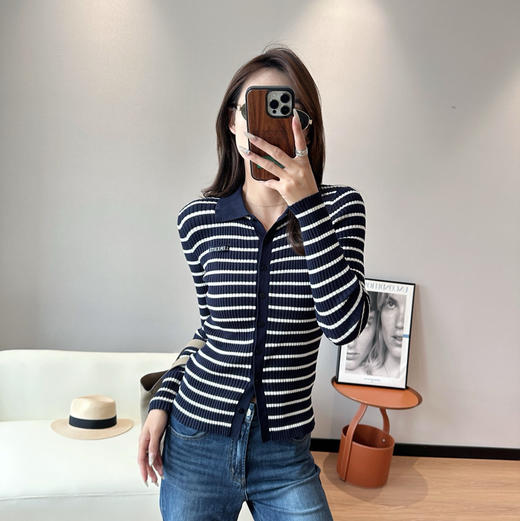秦岚同款moco针织衫条纹衫开衫081404 商品图3