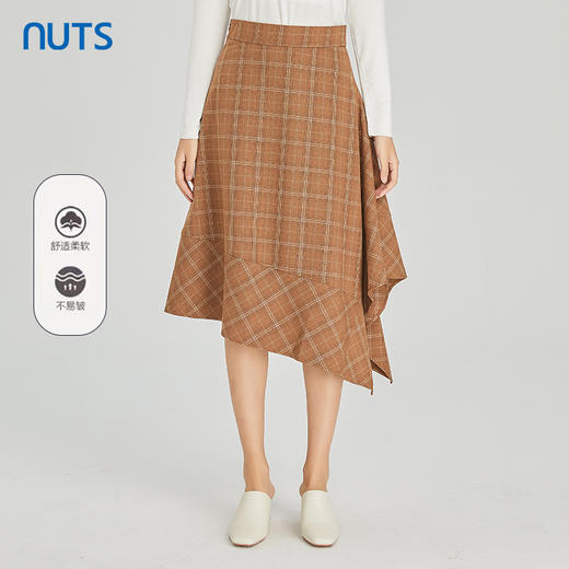 NUTS商场同款春秋款时尚格子不规则半身裙女313063169B 商品图0