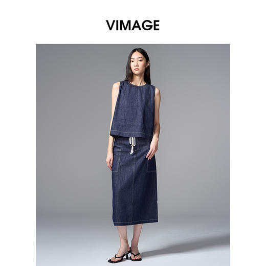 VIMAGE纬漫纪率性无袖牛仔简约大方小上衣V2413101 商品图2