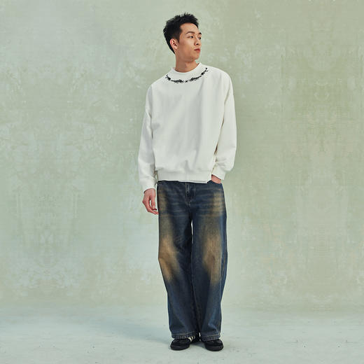 NPC潮牌立体龙纹刺绣圆领卫衣休闲高克重宽松男潮流长袖NP41ST20 商品图1