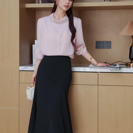 「自」全新升级【铂金会员174/天猫229/差价55】(00024)洛诗琳设计感宽松长袖衬衫女2025秋季新款气质雪纺上衣女 商品图3