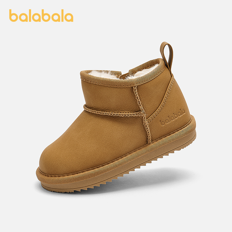 巴拉巴拉童鞋儿童雪地靴男女童短靴加厚加绒2025新冬靴子防滑棉靴