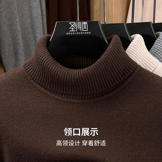 【含绵羊毛】圣得西男士高领针织衫2025年秋季纯色内搭打底羊毛衫 商品图6