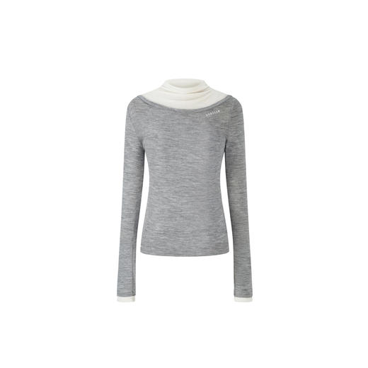 HERLIAN2025年秋季新品女士假两件拼色设计简约字母装饰打底衫 商品图4