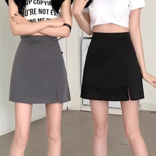 高腰防走光A字开叉包臀裙灰色半身裙女小个子设计感西装短裙女夏 商品图3