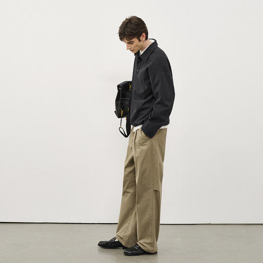 714stree宽松长袖POLO衫2025秋季复古毛呢翻领卫衣男情侣针织毛衣 商品图3