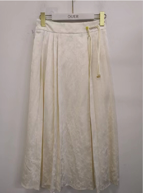 P&X设计师女装秋季新款梭织半身长裙优雅气质国风半身裙 824307198 杏色