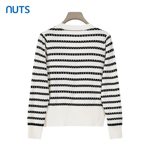 NUTS商场同款春秋款V领时尚黑白撞色毛织短外套女4380528A1 商品图1