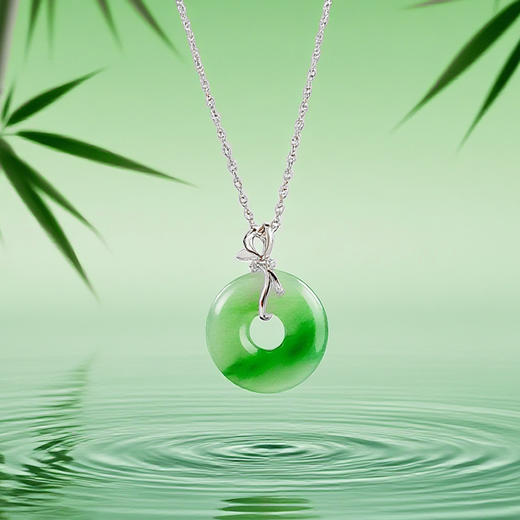 [C+Vogues系列] Pt950铂金结翡翠平安扣项坠 商品图2