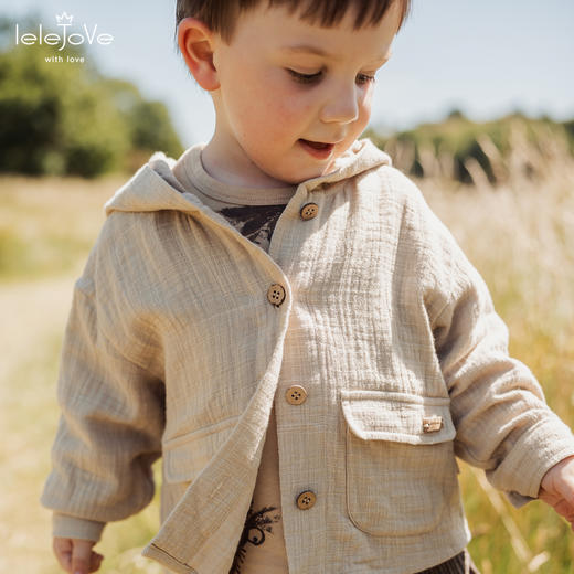 【云优选】lelejove北欧风儿童连帽外套25秋新品纯棉外套男女宝休闲外套上衣 商品图0