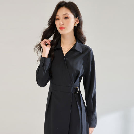 「高货sh」全新升级【铂金会员330/天猫449/差价119】(00606)洛诗琳优雅气质斜襟连衣裙2025秋季新款收腰显瘦裙子女 商品图4