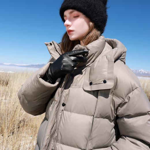 【90白鹅绒】三彩2025冬季新款连帽鹅绒服防水羽绒服中长M 商品图2