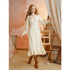 两三事梵高文艺暗香昼永2025秋新款淑女绣花荷叶边裙摆针织连衣裙 商品缩略图3