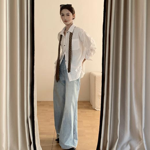 *【卷卷紫】宽松休闲棉麻长袖衬衫 天然亚麻纯棉混纺舒适亲肤透气 清透肤感宽松休闲百搭衬衫 可单穿可内搭可外穿 商品图1