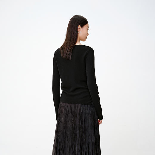 NEELLY纳俪商场同款秋季新款设计感休闲针织衫女简约舒适上衣N25081A01055 商品图1