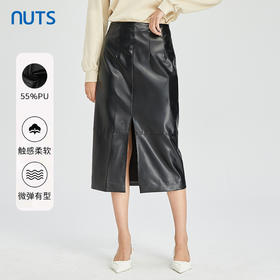 NUTS商场同款春秋款时尚甜酷气质皮裤半身裙女316063132B