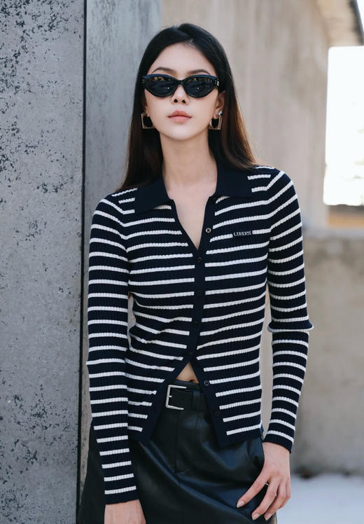 秦岚同款moco针织衫条纹衫开衫081404 商品图7