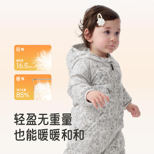 【商场同款】英氏婴儿轻薄羽绒连帽长袖哈衣冬季新款男女宝宝保暖新生儿连体衣超韧绒 商品图2