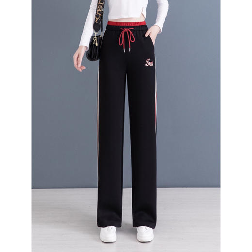 灰色运动裤女秋季2025新款加绒宽松时尚阔腿裤垂感休闲直筒卫裤子 商品图2