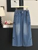 蝴蝶结牛仔阔腿裤 商品缩略图0