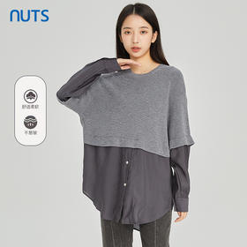 NUTS商场同款春秋款圆领拼接气质百搭套头衫女314052021B
