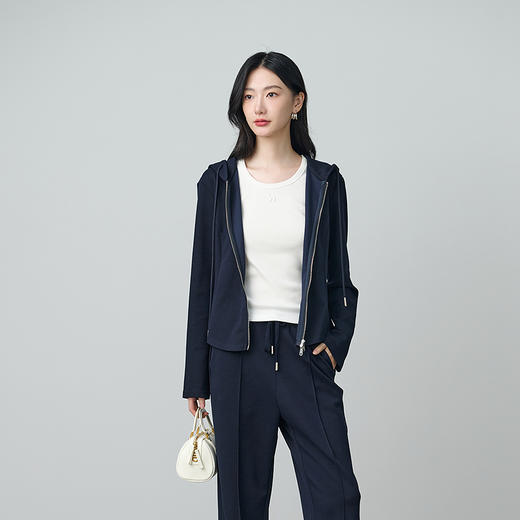 NEELLY纳俪商场同款秋季新款运动休闲修身卫衣女百搭舒适随性外套N25084C03312 商品图3