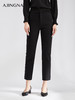 【反季特卖】阿菁娜显瘦百搭高腰弹力修身直筒裤A29Q210026 商品缩略图0