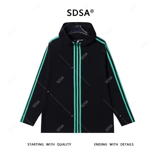 WY1016SDSA男士2025新款轻奢痞帅男装撞色3条杆设计长袖连帽T恤复古潮 商品图1