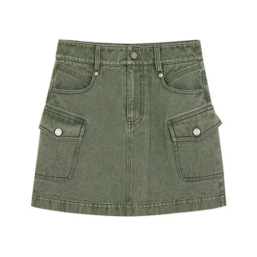 NEELLY纳俪商场同款秋季新款复古牛仔显白高腰短裙女简约A字裙N25084E04589 商品图3