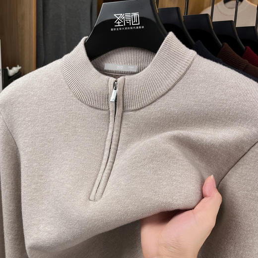【含绵羊毛】圣得西男半高拉链毛衫2025秋新款百搭商务休闲毛衣 商品图14