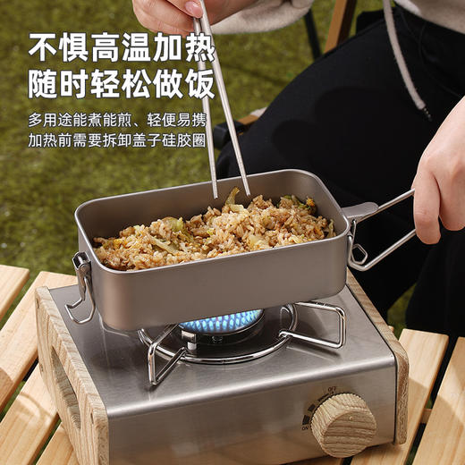 【纯钛户外密封盒】纯钛户外饭盒密封野营便当盒学生餐盒午餐盒野餐盒便携餐具叉勺筷 商品图2
