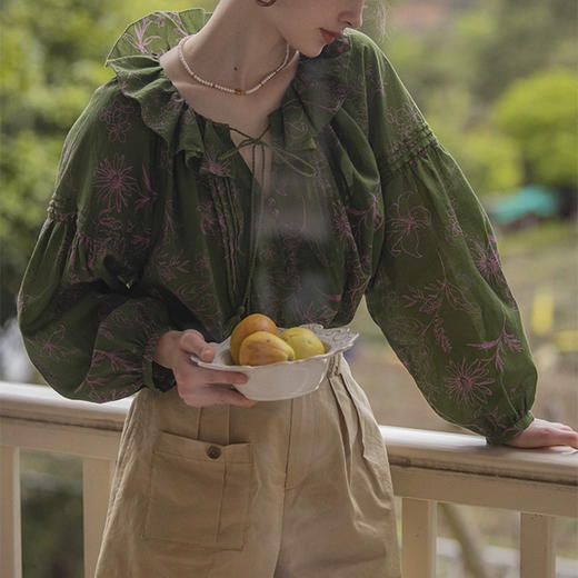 裁缝学苑AH51法式荷叶边衬衫纸样女装上衣复古V领衬衣样板 商品图1