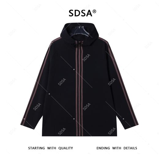 WY1016SDSA男士2025新款轻奢痞帅男装撞色3条杆设计长袖连帽T恤复古潮 商品图1