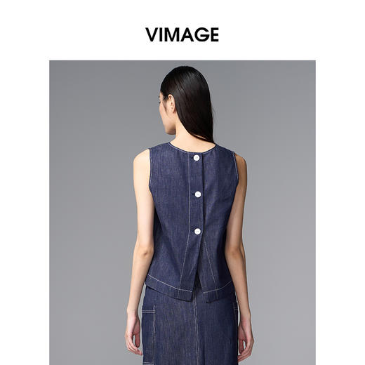 VIMAGE纬漫纪率性无袖牛仔简约大方小上衣V2413101 商品图4