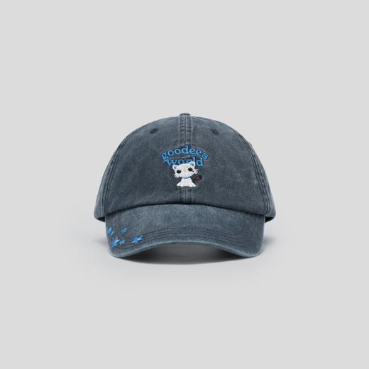 GOODBAI GOODEES 星星小白猫logo刺绣弯檐棒球帽 商品图1