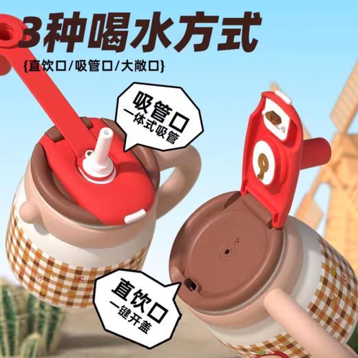 保温杯大肚吨吨杯950ML花伴森奶油红果 商品图3