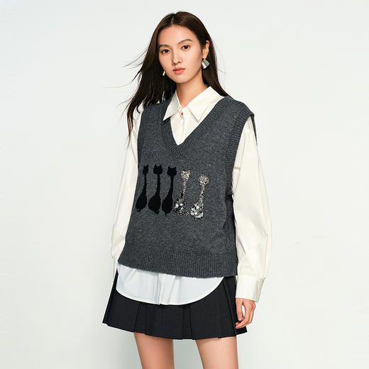 NEELLY纳俪商场同款秋季新款经典学院风百褶裙女百搭减龄显瘦短裙N25084E04407 商品图1