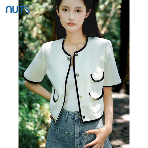NUTS商场同款春秋款黑白撞色时尚气质短外套4310402A1 商品图1