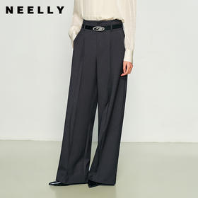 NEELLY纳俪商场同款秋季新款通勤风直筒休闲裤女西裤高腰长裤N25084H04606