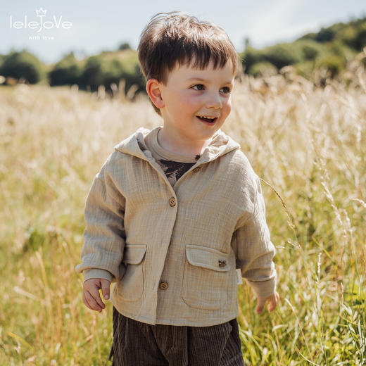 【云优选】lelejove北欧风儿童连帽外套25秋新品纯棉外套男女宝休闲外套上衣 商品图1
